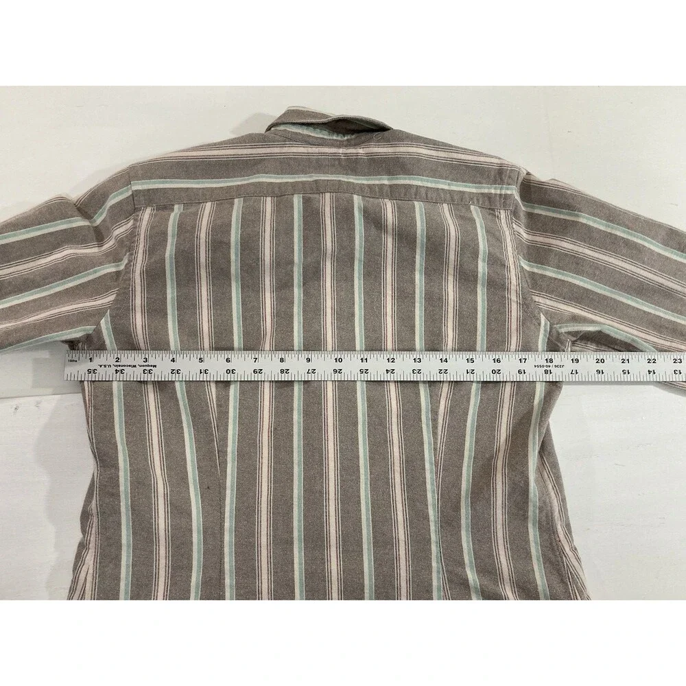 Ralph Lauren Boys 10 Slim Oxford Shirt Brown Stripe Pony Logo Button Up Cotton